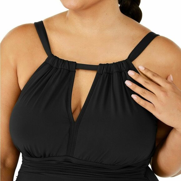 NWT! Ralph Lauren Black Club Solids High Neck Slimming One Piece Swimsuit NEW! - Picture 3 of 4